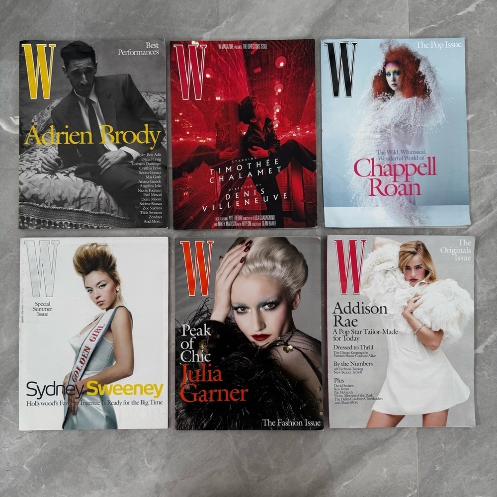 W 6 Magazine Bundle - Timothee Chalamet, Sydney Sweeney, Addison Rae